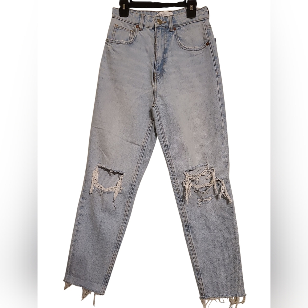 ZARA Distressed Straight Leg Jeans SIZE 2
